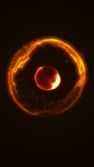 Wall Mural - a glowing central orb with radiant yellow flares and fiery tendrils surrounded by floating golden pa