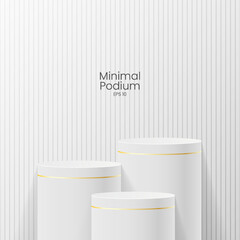 Wall Mural - Abstract minimal scene. Minimal podium with soft material base. Soft podium stages and product showcase platform with covers and golden in round and square shape. 