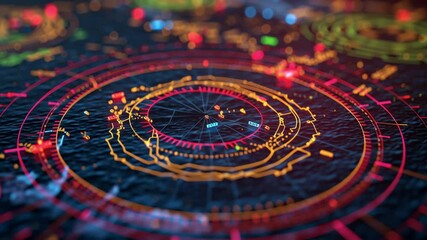 Wall Mural - dynamic digital interface showcasing intricate data visualizations with glowing lines and vibrant co