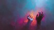 © pemanah rasa - Abstract Art Vibrant Digital Background Dark Hands Reaching Color Light