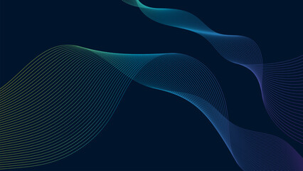 Poster - abstract blue wave background with smooth lines and gradient flow