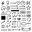 © FriskySloths - Hand-drawn doodle style arrows, shapes, and sketch symbols set, Transparent Background