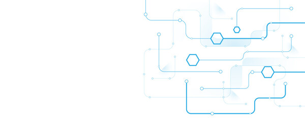 Wall Mural - abstract white blue digital technology futuristic circuit board background design.