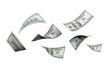 © Hanh - Flying 100 American dollars banknotes on white