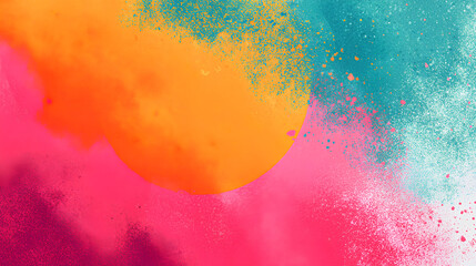Wall Mural - vibrant summer poster design, orange teal turquoise pink abstract grainy gradient background with no