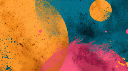 Wall Mural - vibrant summer poster design, orange teal turquoise pink abstract grainy gradient background with no