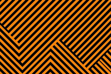 Wall Mural - ai-generated illustration of abstract geometric pattern with diagonal orange and black stripes