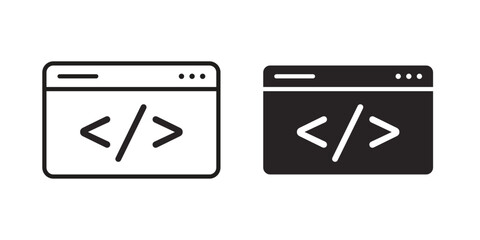 Web Code icon, outline vector sign, linear and solid style pictogram isolated on white.