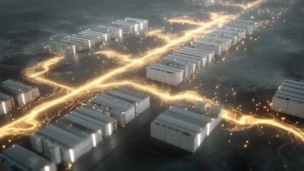 Wall Mural - glowing lines of data flow connecting server units in a futuristic data center, symbolizing innovati