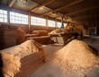 © Dusty - piles of sawdust and wood shavings on the floor of a sawmill