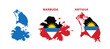 © Artoniumw - Set of isolated antigua and barbuda maps. antigua and barbuda flag overlaid with flag proportions. Maps and traveling around the world
