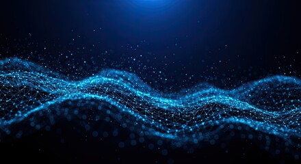 Abstract blue glowing network of particles