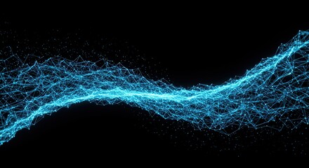 Abstract blue network of glowing particles