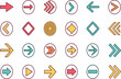 © Sreeya - Collection of colorful arrow icons and symbols arranged in a modern and abstract pattern