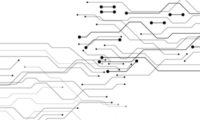 Wall Mural - vector abstract white digital technology circuits lines geometric dots and lines.