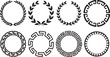 © Mehedi - Collection of black circular laurel wreaths and ancient greek meander pattern borders on transparent background