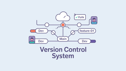 Modern software development workflow visualized showing version control, branching, and cloud integration for collaborative projects