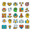 © Gunali Rezqi Mauludi - Collection of colorful, outline icons representing various social and personal values.