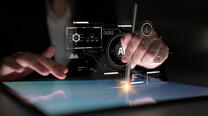 Wall Mural - ai interface showing how artificial intelligence powers systems. ai artificial intelligence transfor