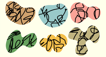 Wall Mural - Set of different abstract shapes. Hand drawn doodles. Modern fashion illustration. Flat design, cartoon hand drawn, vector.