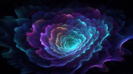 Wall Mural - abstract neon fractal wallpaper with space - generative ai