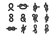© Vova7 - Collection of black knot icons: variety of rope knots in flat design