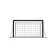 © Márcia - A soccer goal with a black frame and a white net stands ready for a game on, vector.