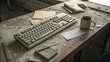 © alend - Dramatic Top-Down View of an Abandoned Office Desk Symbol of Decline and Neglect
