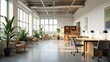 © jaead - Bright and airy modern office space with large windows comfortable seating areas and individual workstations bathed in natural sunlight