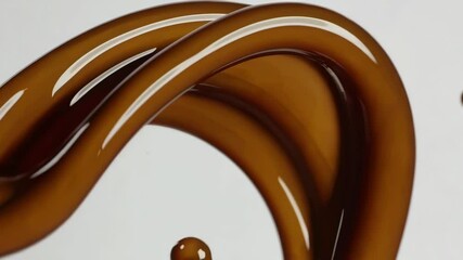Wall Mural - elegant flow of glossy brown liquid creating dynamic swirls and curves