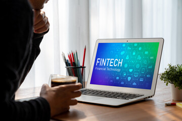 Wall Mural - fintech financial technology software for modish business to analyze marketing strategy