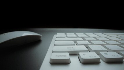Wall Mural - close-up macro view of keyboard on the laptop computer or desktop computer. macro soft focus dolly s