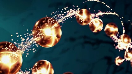 Wall Mural - glowing spheres and sparkling trails create dynamic cosmic dance in dark space