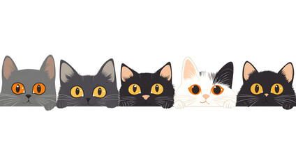 Naklejka na meble A row of cats with different colors and patterns