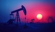 © Tetiana - Dramatic Abstract Image Of Oil Pumps At Sunrise: Industrial Equipment In The Oil Field, Featuring Sun, Darkness, And Fog. Crisis In The Oil Production Industry.