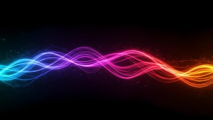 Wall Mural - Colorful energy wave flows on a dark background for abstract web design