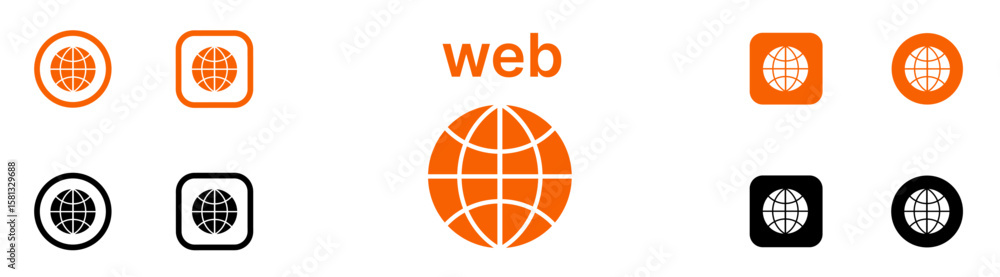 Web logo icon vector set 2025. Square, Round, Circle, outline styles ...