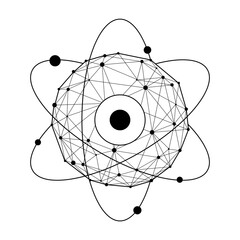 Wall Mural - connected web black dots, nuclear quantum energy big data network concept, business connection with 