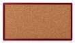 © Bediha Duru Öksüz - Classic cork board with natural brown surface and maroon red frame, isolated on white background. Ideal for mockups, announcements, or educational and office-related visual projects.