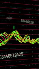 Wall Mural - animation of changing numbers over multiple graphs against abstract background