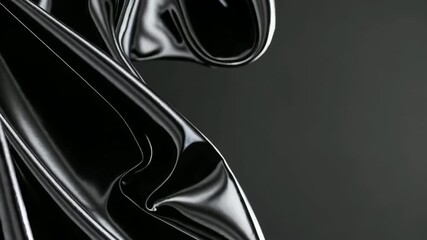 Wall Mural - dynamic black liquid flowing smoothly against dark background