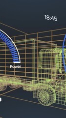 Wall Mural - animation of speedometers, changing numbers over 3d model of truck against black background
