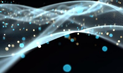 Wall Mural - Abstract Blue and Gold Particle Waves on Dark Background