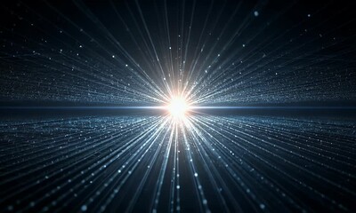 Wall Mural - Abstract Blue And White Light Rays In Dark Space