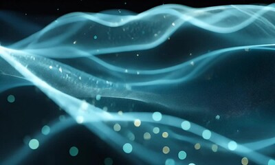 Sticker - Abstract Teal Waves With Gold Particles