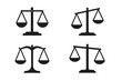 © AthenStudio - Scales of justice icon set. Law and legal symbol for court or lawyer. Libra zodiac sign. Black vector illustration showing balance and imbalance. Equality and decision concept.