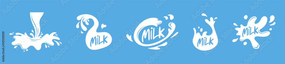 Milk splash collection , set ,vector, clear background, vector 10 eps ...