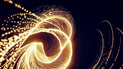 Wall Mural - dynamic golden light swirls: abstract motion and glowing trails in dark space
