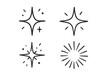 © Jane - Hand drawn doodle sparkle stars icon set. Line art vector illustration of shining, glowing light, burst, and sunburst elements. Minimalist decorative symbols for design.