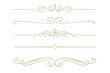 © Jane - Elegant golden divider set. Luxury ornamental line border collection. Vintage calligraphic flourish for wedding invitation, card, menu, certificate. Filigree vector elements.